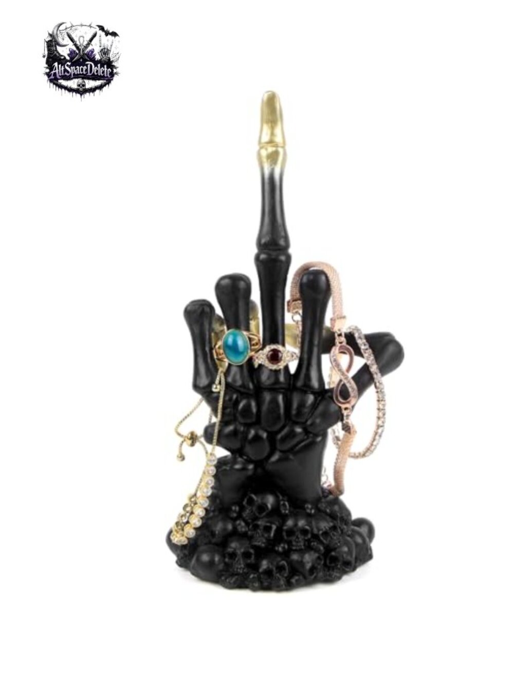 Gothic Skeleton Hand Jewelry Stand Ring Bracelet Display Resin Organizer